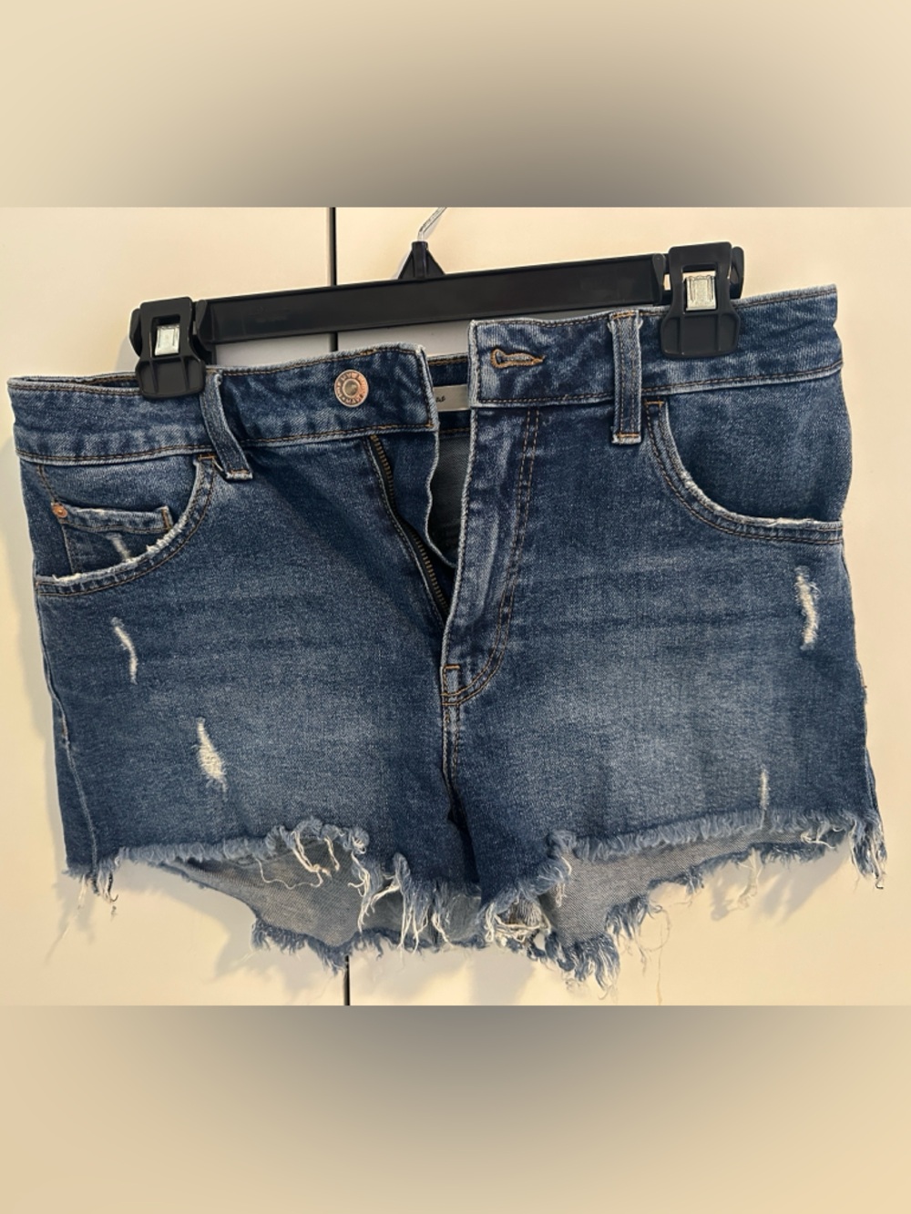 Mavi High-Waisted Blue Distressed Denim Cutoff Shorts